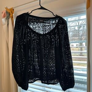 Maeve/ Anthropologie Sheer Black Long Sleeve Blouse